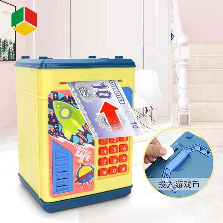 Hucha electrónica para niños, contraseña de dibujos animados, caja